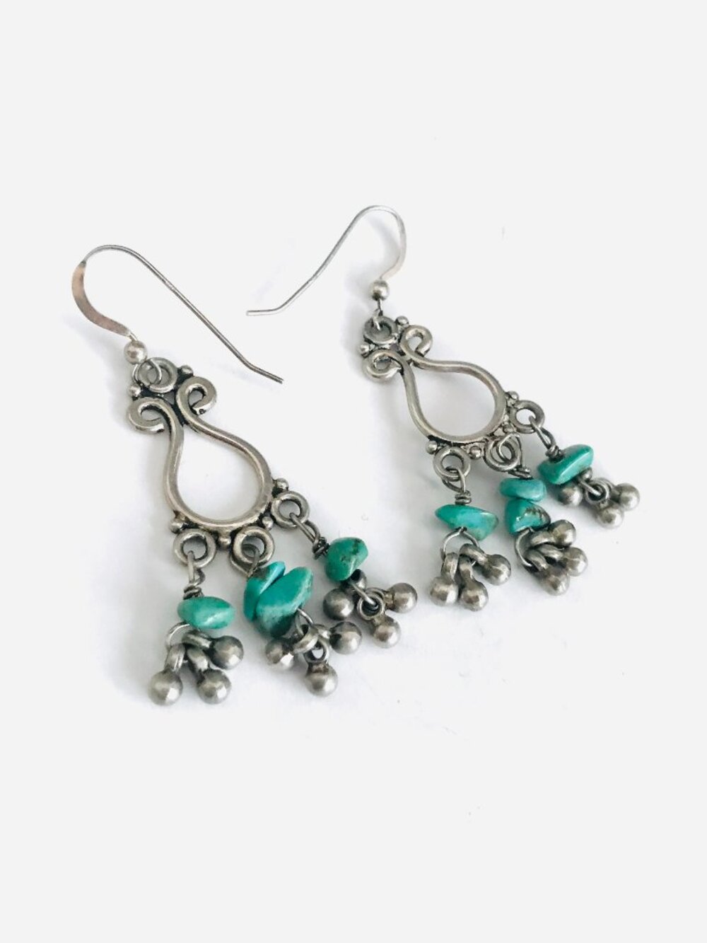 Sterling Silver Turquoise Dangle Earrings Hooks